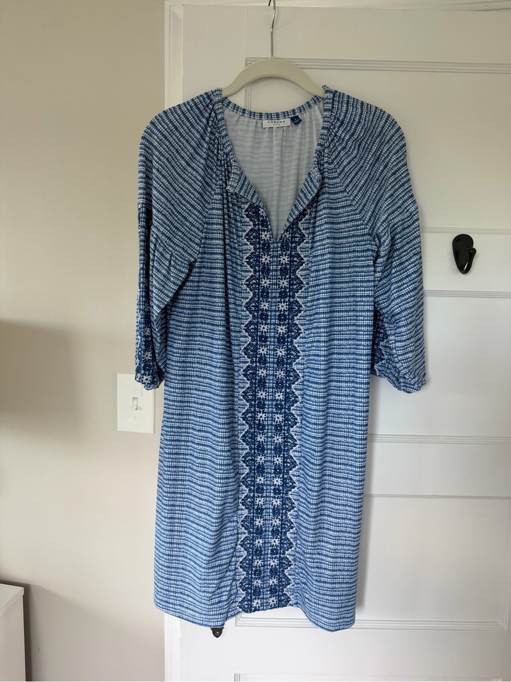 Cabana Life Blue Embroidered V-Neck Women’s Dress